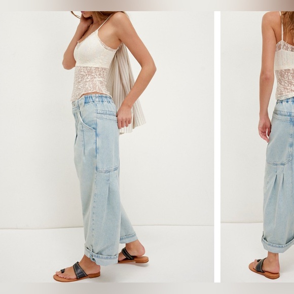 NWT Free People We The Free La Vida Pull-On Jeans - Bleached Blue - XS - Picture 4 of 10